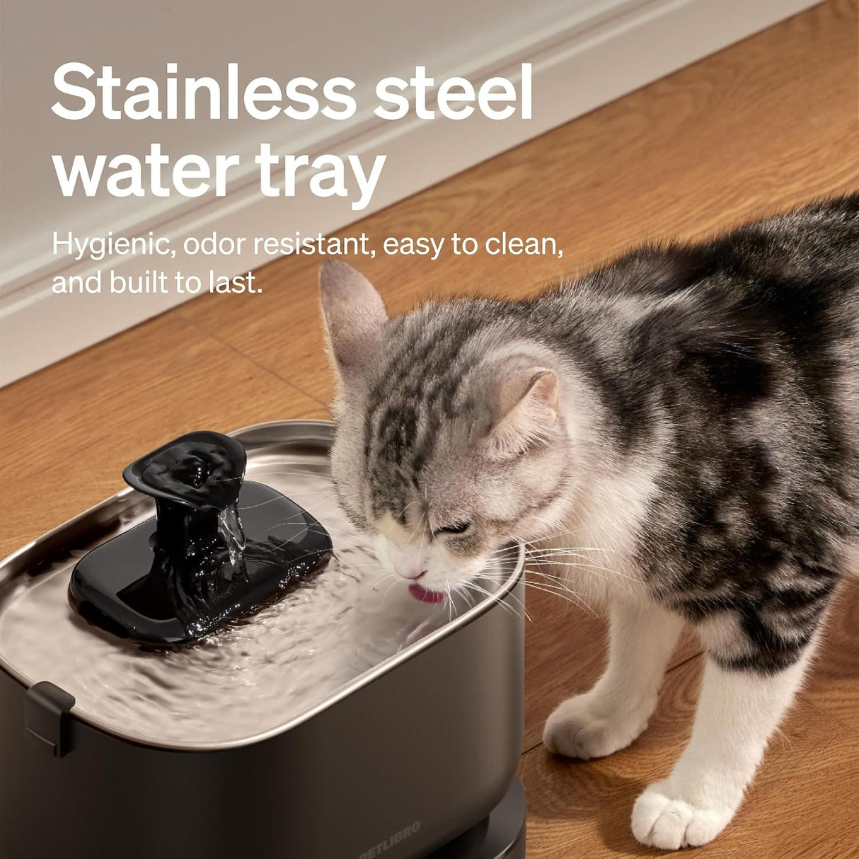 Petlibro Cordless Cat Water Fountain, Battery Operated, 2.5L/84oz, Dockstream, Black - Certified Refurbished