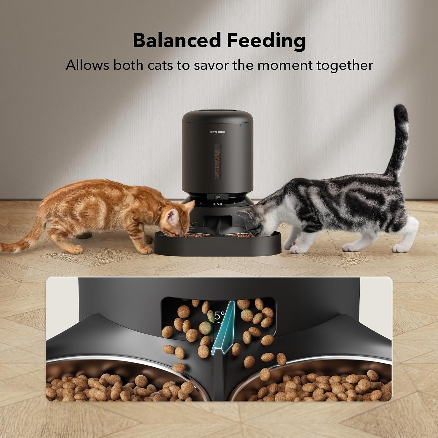 Petlibro Automatic Pet Feeder with Camera for Two Pets, 1080P HD Video with Night Vision, 5G Wi-Fi, 2-Way Audio - Certified Refurbished