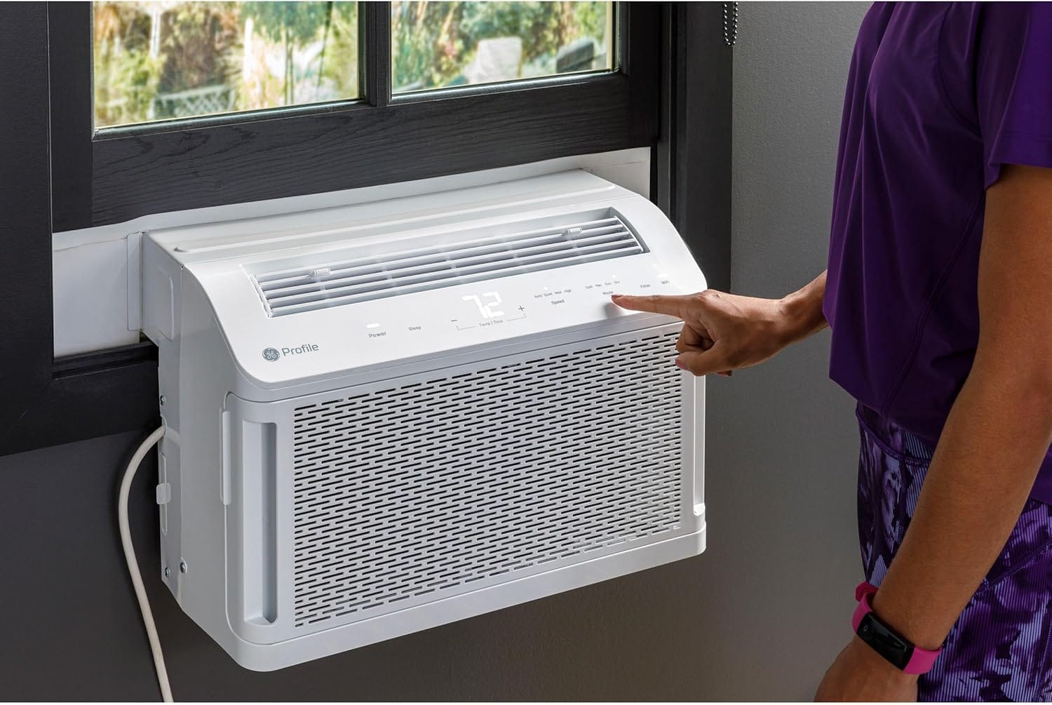 GE Profile ClearView 8300 BTU Window Air Conditioner Unit, U-Shaped Adjustable Depth, Up to 350 sq ft., White - Certified Refurbished