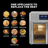 Kalorik MAXX 26 Quart 10-in-1 Countertop Toaster Oven & Air Fryer Combo, Glass French Door, 9 Accessories, 1700-Watts, Stainless Steel