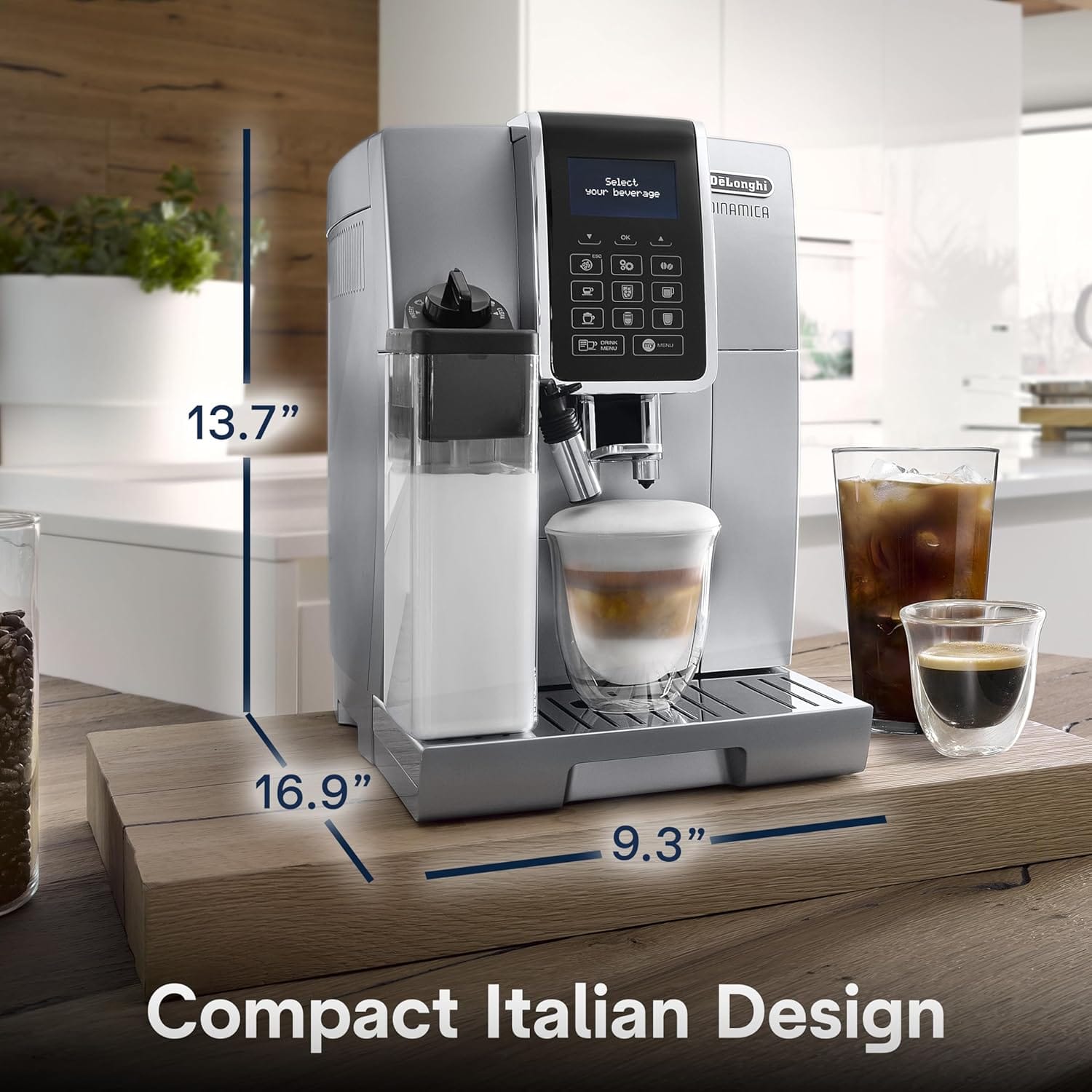 De'Longhi Dinamica Latte Crema Espresso Machine, Silver - Certified Refurbished