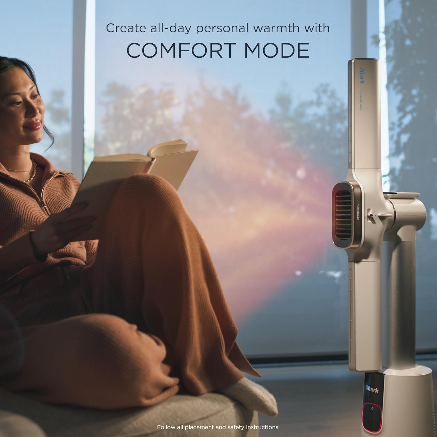 Shark TurboBlade Cool + Heat 2-in-1 Bladeless Tower Fan & Space Heater Year-Round Indoor Use, White - Certified Refurbished