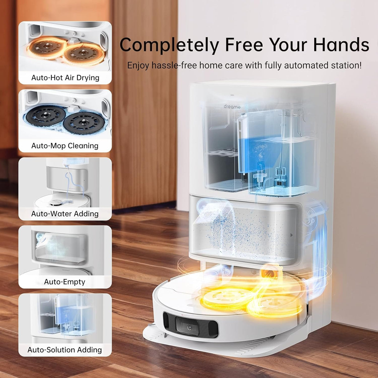 Dreame L10s Ultra Robot Vacuum and Mop Combo, Auto Mop Cleaning and Drying, Self-Refilling and Self-Emptying Base, 5300Pa Suction, AI Navigation