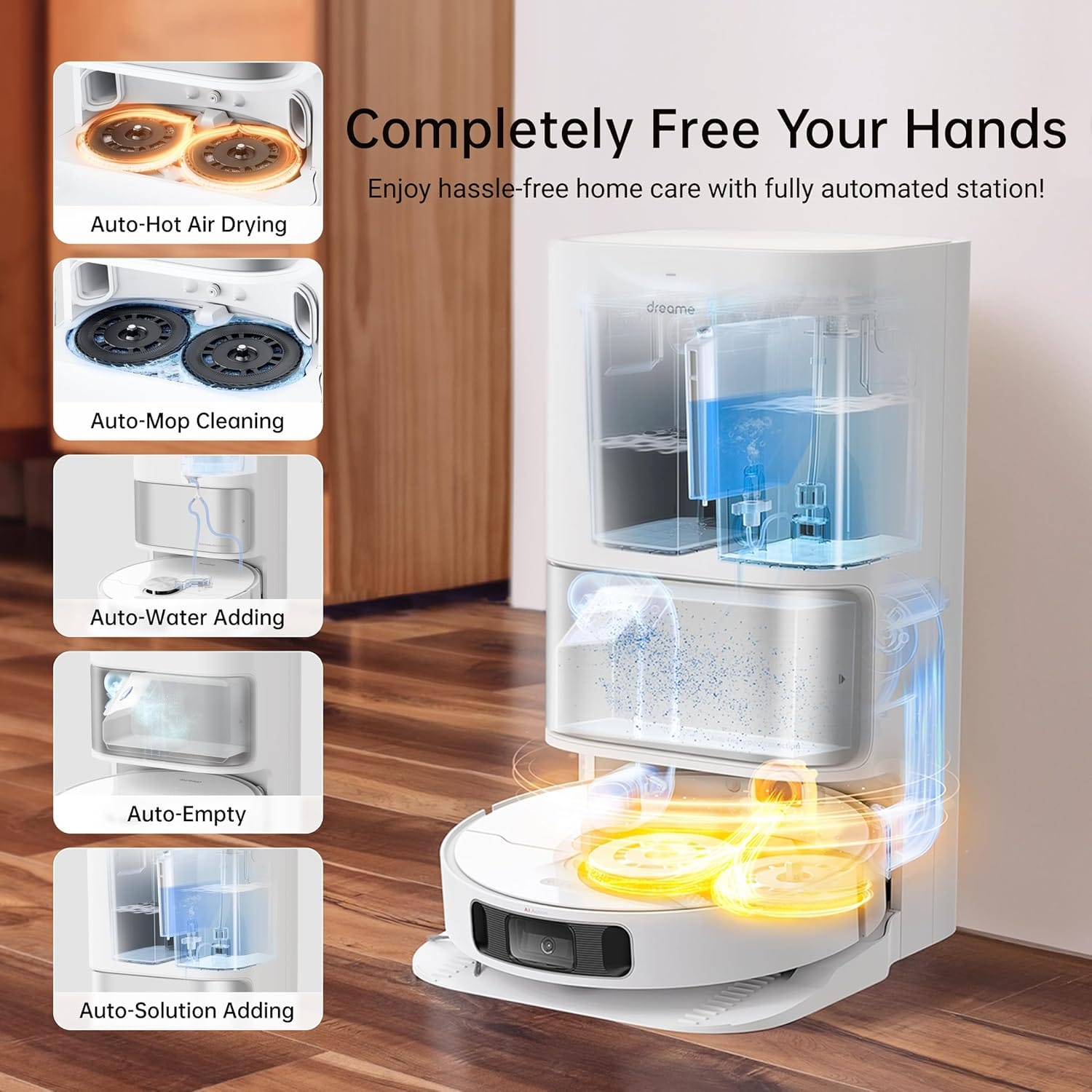 Dreame L10s Ultra Robot Vacuum and Mop Combo, Auto Mop Cleaning and Drying, Self-Refilling and Self-Emptying Base, 5300Pa Suction, AI Navigation