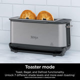 Ninja ST101 Foodi 2-in-1 Flip Toaster, 2-Slice Capacity, Compact Toaster Oven, Snack Maker, Reheat, Defrost, 1500 Watts, 6 Functions, Stainless Steel