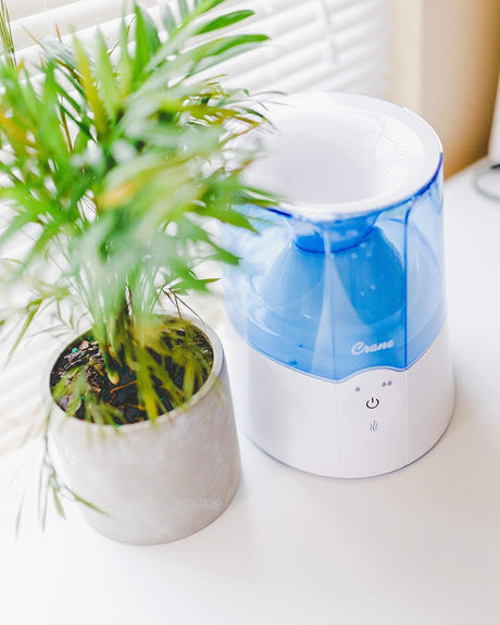 Crane 0.5 Gal Steam Inhaler & Warm Mist Humidifier, Bedroom Sinus Vaporizer, HSA/FSA Eligible, Blue/White