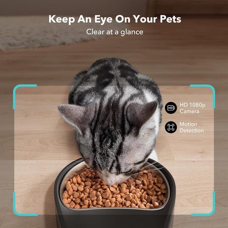 Petlibro Automatic Single Tray Smart Pet Feeder with Video Camera, Night Vision, Motion & Sound Alerts, Black - Certified Refurbished