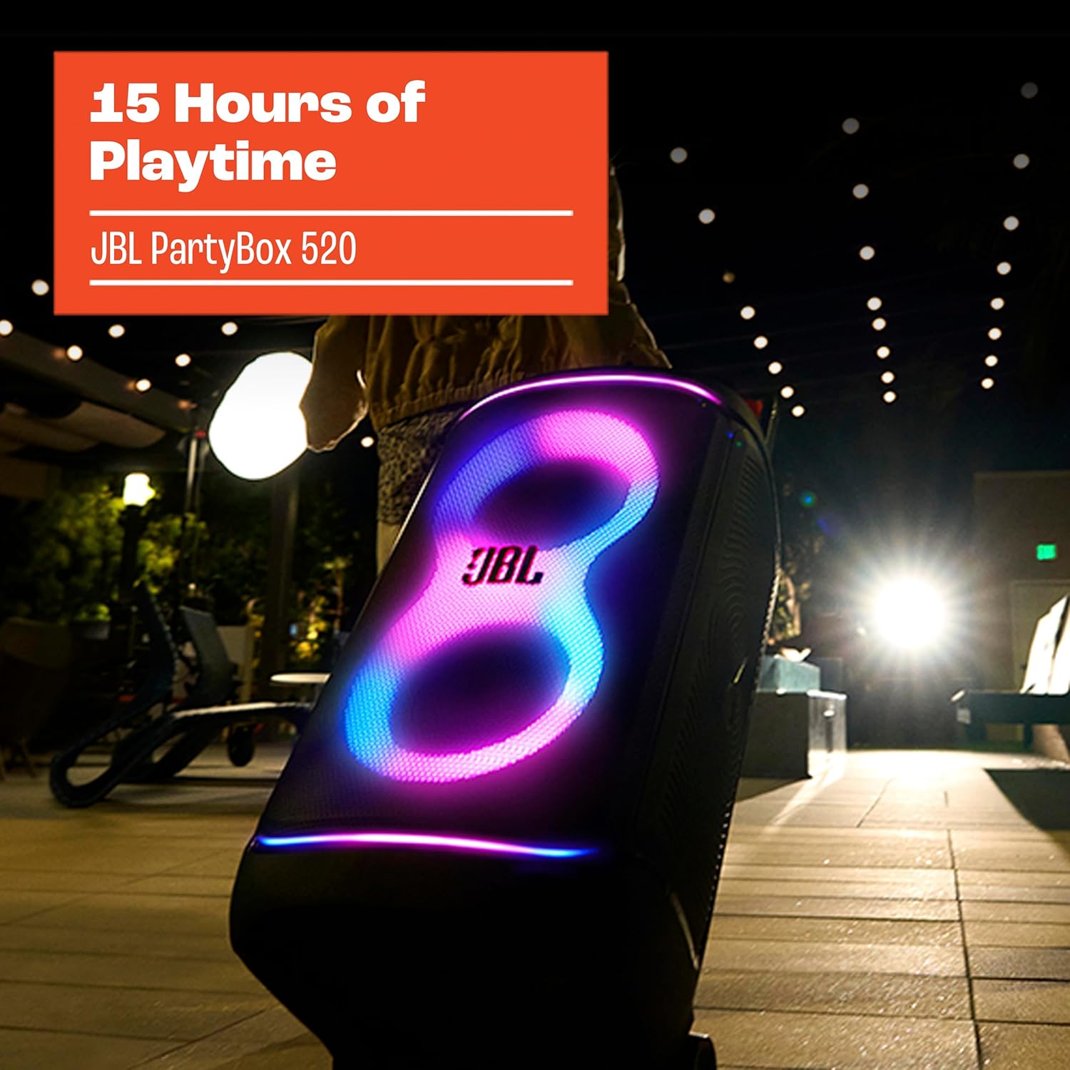 JBL PartyBox 520 Portable Floor Standing Bluetooth Speaker, Black - Certified Refurbished