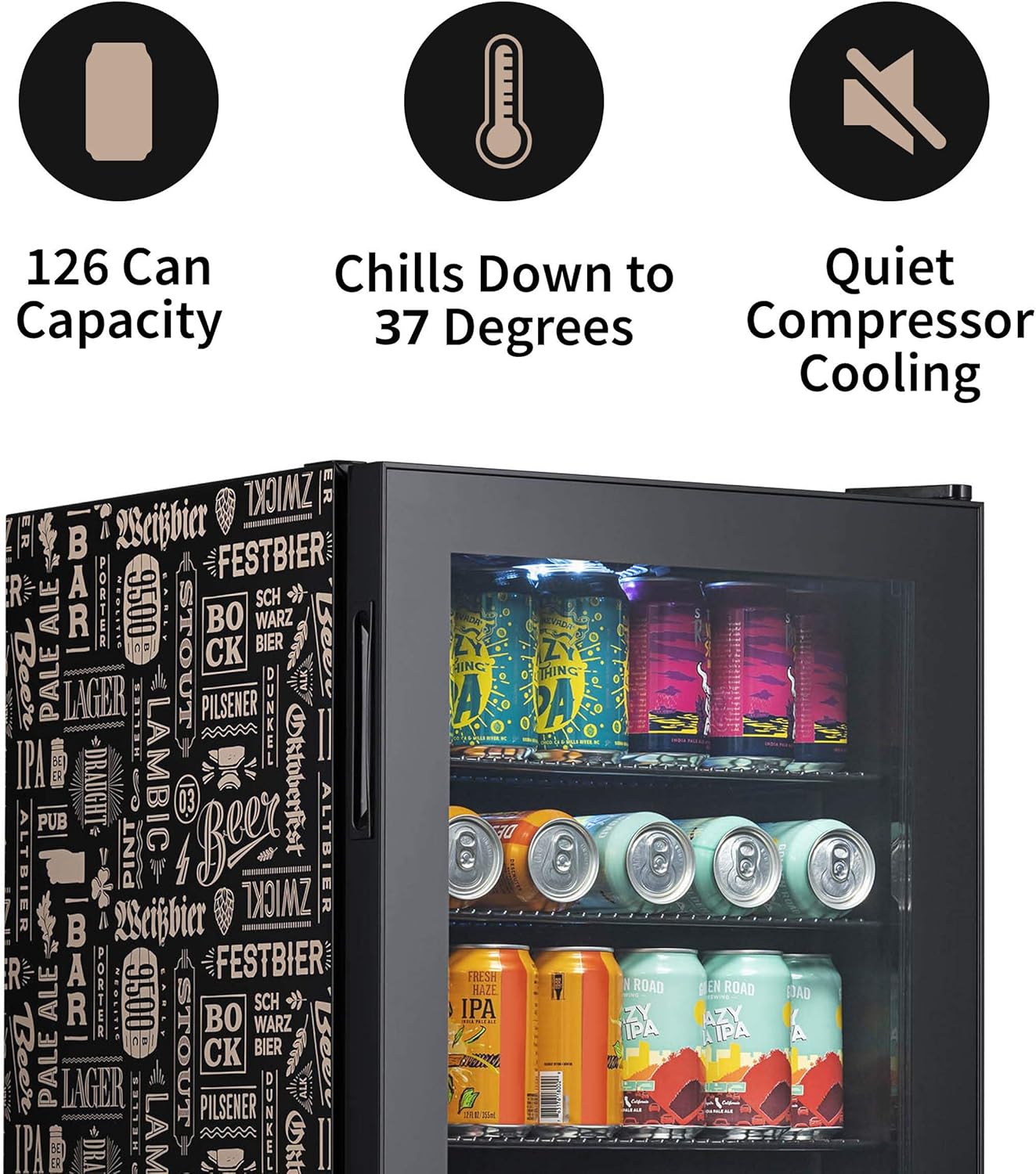 Newair Freestanding Beverage Fridge with Adjustable Shelves, 126 Cans - Certified Refurbished