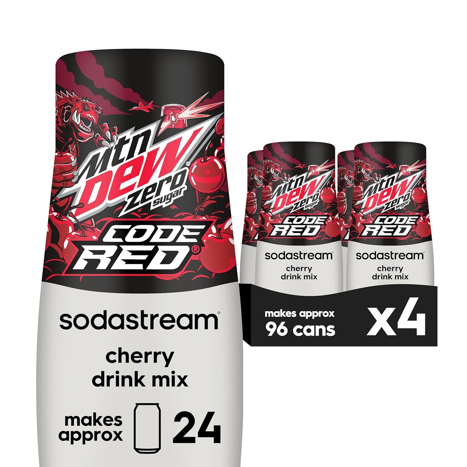 SodaStream MTN Dew Code Red Zero Sugar Drink Mix for Sparkling Water Makers, Pack of 4