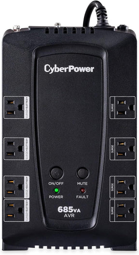 CyberPower AVR UPS Battery Backup and Surge Protector, 685VA/390W, 8 Outlets - Certified Refurbished