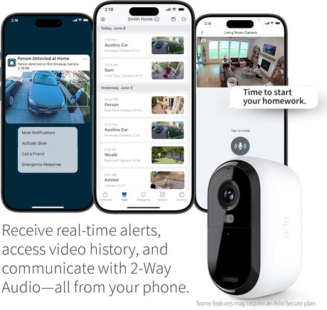 Arlo Essential 2nd Gen 2K Single Cam, White - Certified Refurbished