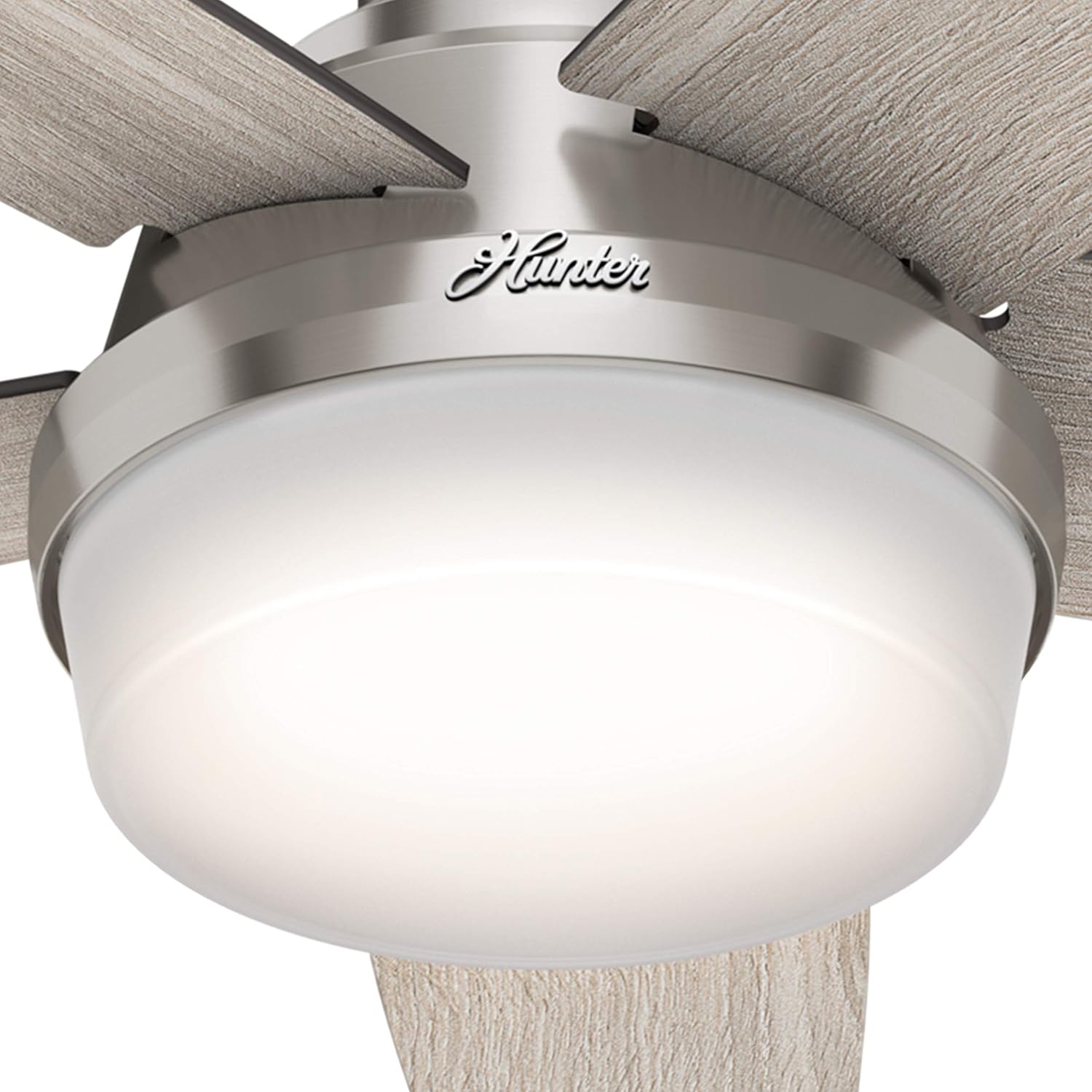 Hunter Fan 48 Inch Low Profile Ceiling Fan with LED Light Kit and Remote Control, Brushed Nickel - Certified Refurbished