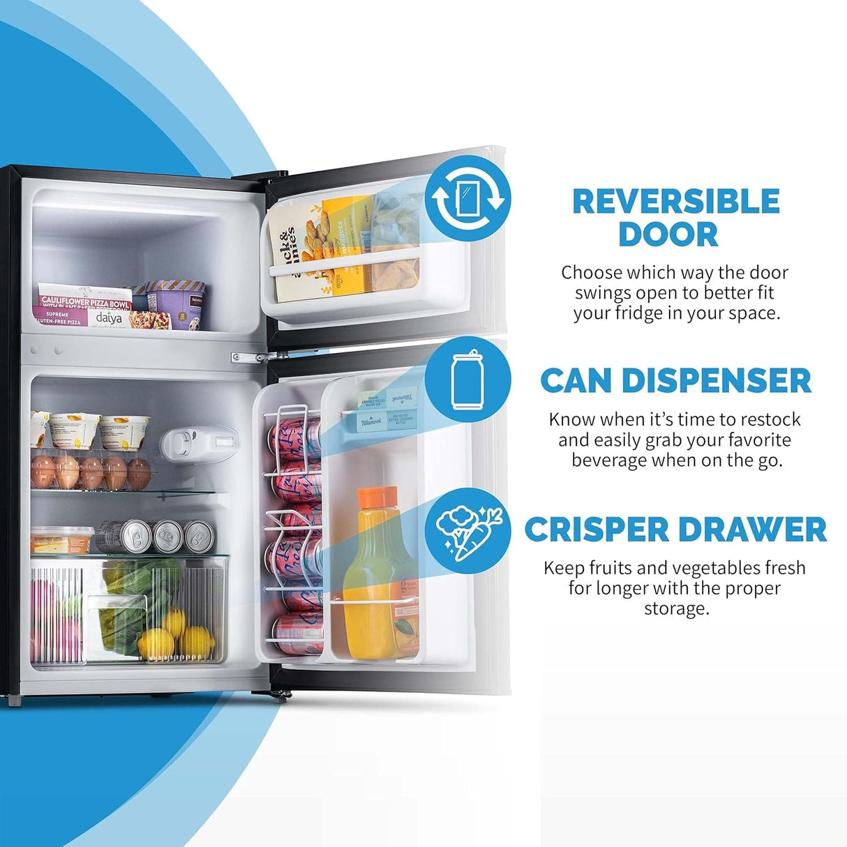 Newair Compact Mini Fridge with Freezer, 3.1 Cu. Ft., Black - Certified Refurbished
