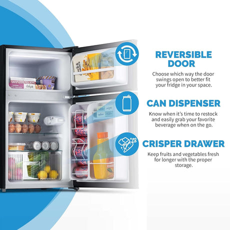 Newair Compact Mini Fridge with Freezer, 3.1 Cu. Ft., Black - Certified Refurbished