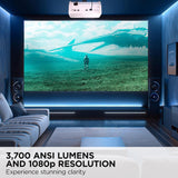 ViewSonic DLP 1080p Projector with 3700 Lumens, White - Certified Refurbished
