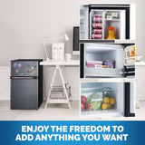 Newair Compact Mini Fridge with Freezer, 3.1 Cu. Ft., Gray - Certified Refurbished