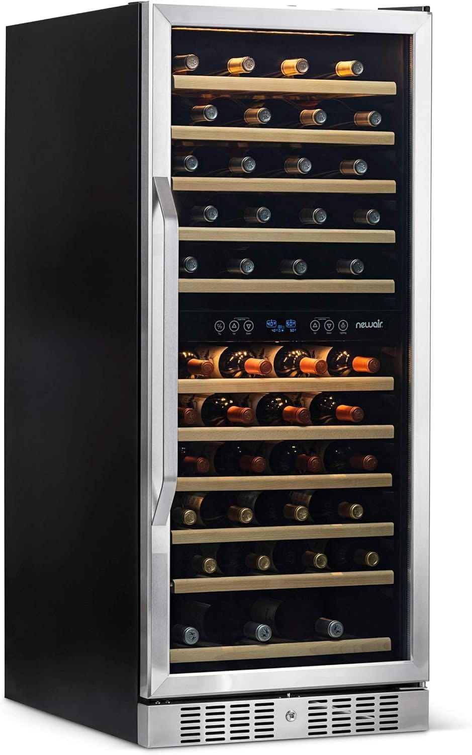 Newair Built-in Dual Zone Wine Fridge, 116 Bottles, Black - Certified Refurbished