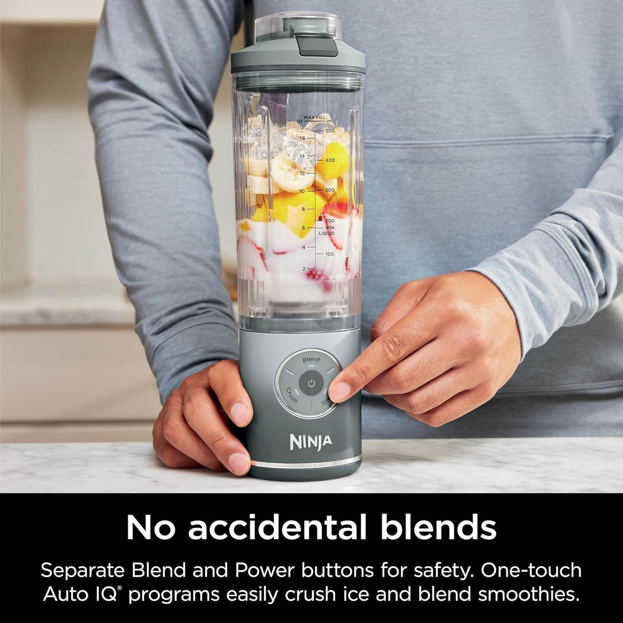 Ninja Blast Max Personal Cordless Blender for Smoothies, Blend, Ice Crush, 22 oz. Twist & Go Vessel, Silver - Certified Refurbished
