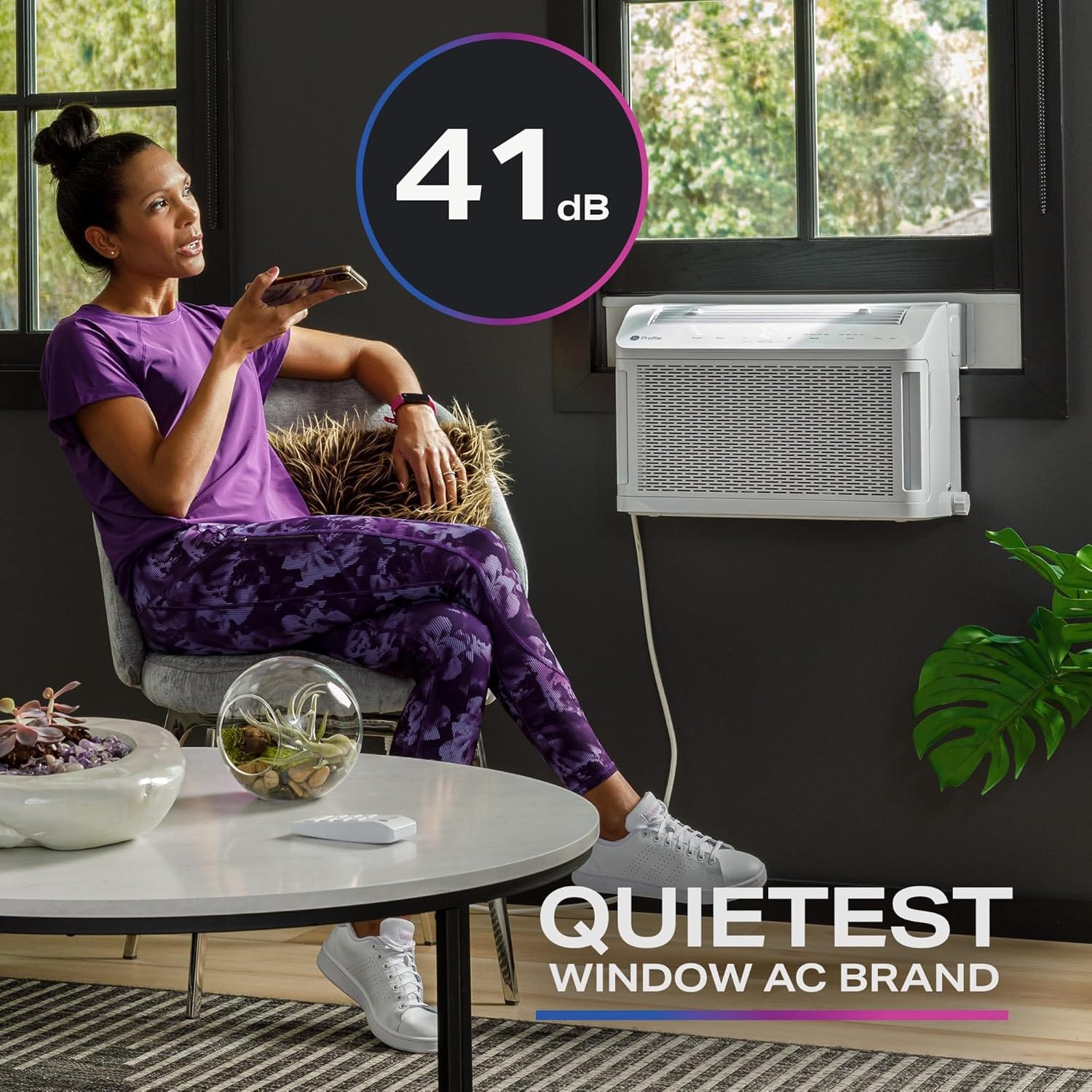 GE Profile ClearView 8300 BTU Window Air Conditioner Unit, U-Shaped Adjustable Depth, Up to 350 sq ft., White - Certified Refurbished