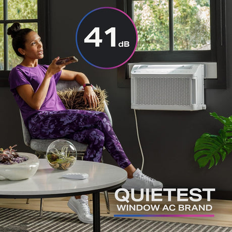 GE Profile ClearView 8300 BTU Window Air Conditioner Unit, U-Shaped Adjustable Depth, Up to 350 sq ft., White - Certified Refurbished