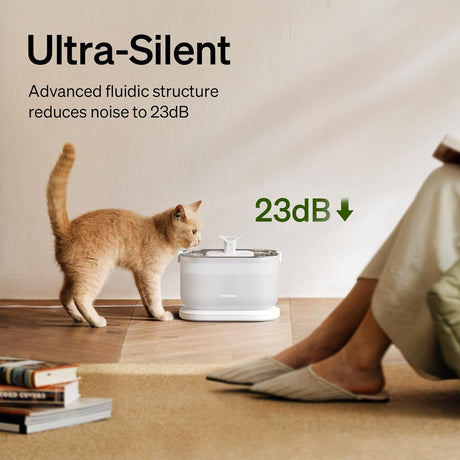 Petlibro Cat Water Fountain with Wireless Pump, 2.5L/84oz with Two Flow Modes, White - Certified Refurbished