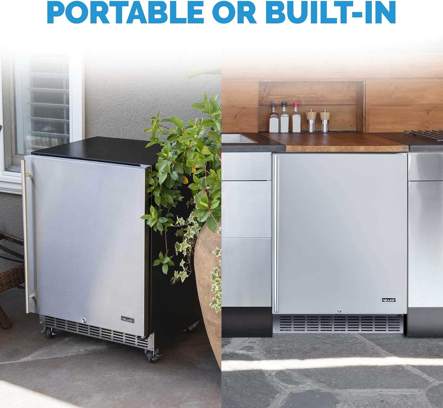 Newair 24" Built-in Outdoor Fridge, 160 Cans, Stainless Steel - Certified Refurbished
