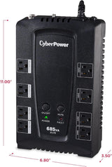 CyberPower AVR UPS Battery Backup and Surge Protector, 685VA/390W, 8 Outlets - Certified Refurbished