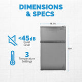 Newair Compact Mini Fridge with Freezer, 3.1 Cu. Ft., Gray - Certified Refurbished