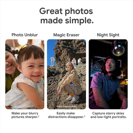 Google Pixel 7a Unlocked Android Smartphone, 128GB, Wide-Angle Camera, 24-Hour Battery, Tensor G2, Charcoal