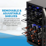 Newair Freestanding Dual Zone Wine Fridge, 43 Bottles, Stainless Steel - Certified Refurbished