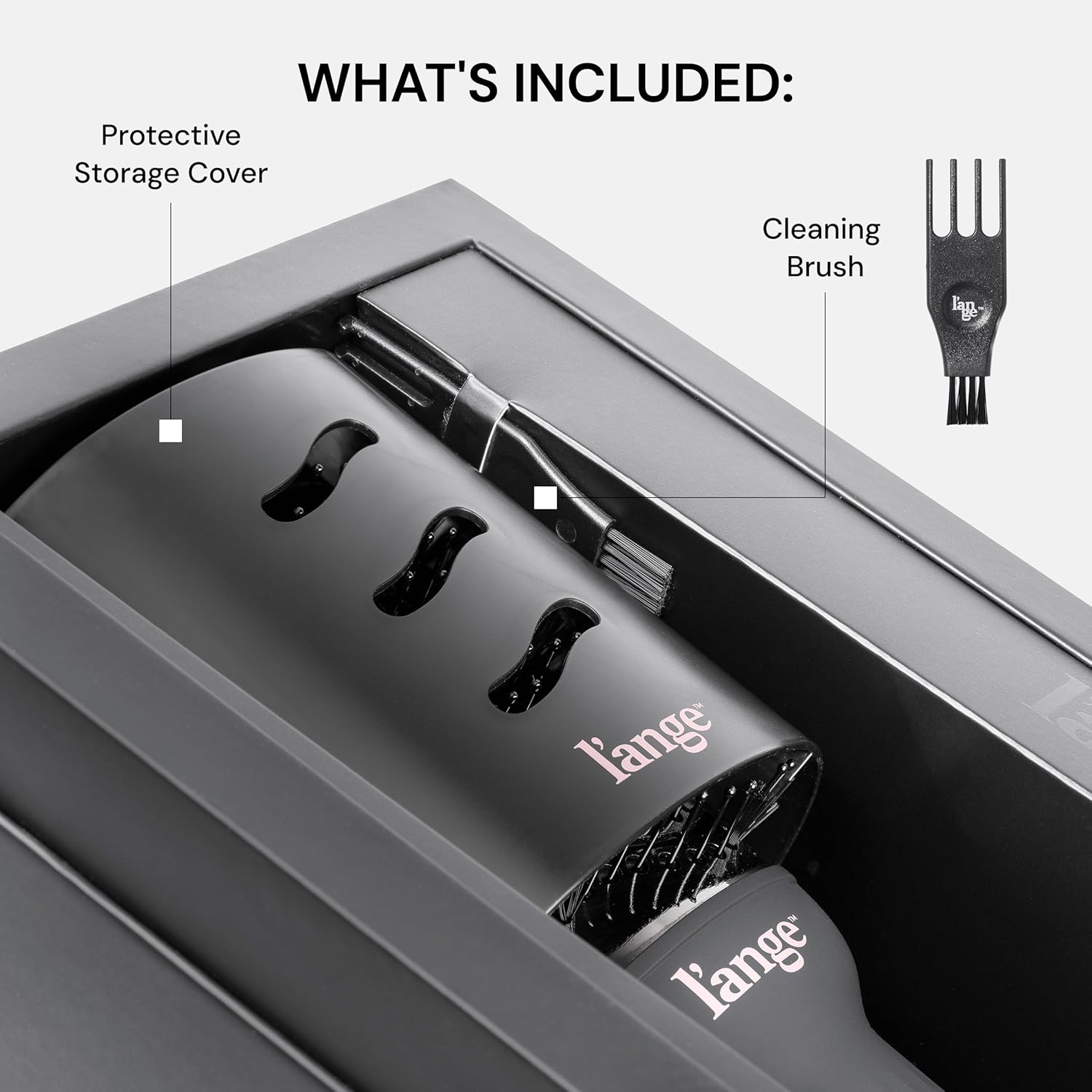 L'ange Hair Le Volume 2-in-1 Titanium Blow Dryer Brush, 75mm Oval Barrel, for Smooth, Frizz-Free Styling on All Hair Types, Black