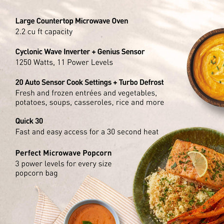 Panasonic 2.2 Cu. Ft. Countertop Microwave Oven, Inverter Technology, Genius Sensor, 1250W, Silver - Certified Refurbished