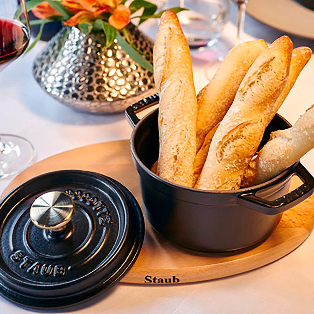 Staub Cast Iron 1.25-qt Round Cocotte - Matte Black