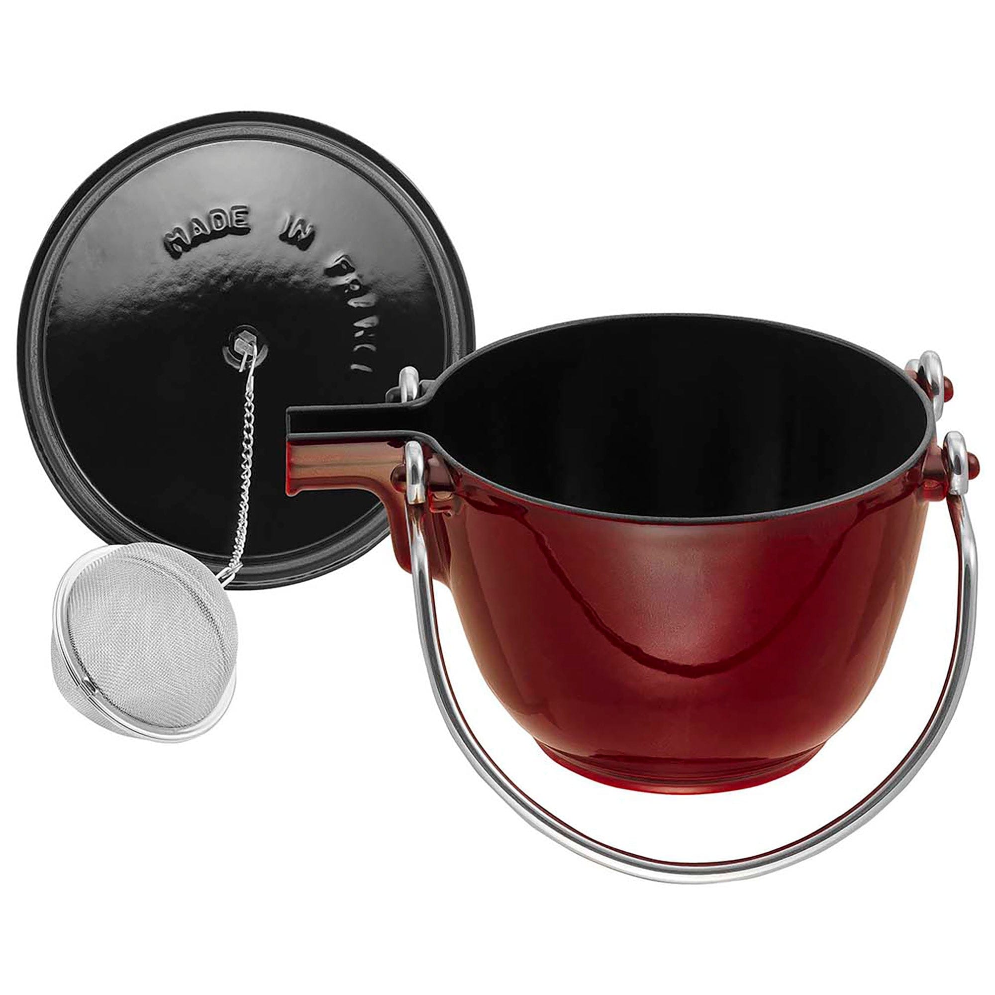 Staub Cast Iron 1-qt Round Tea Kettle - Grenadine