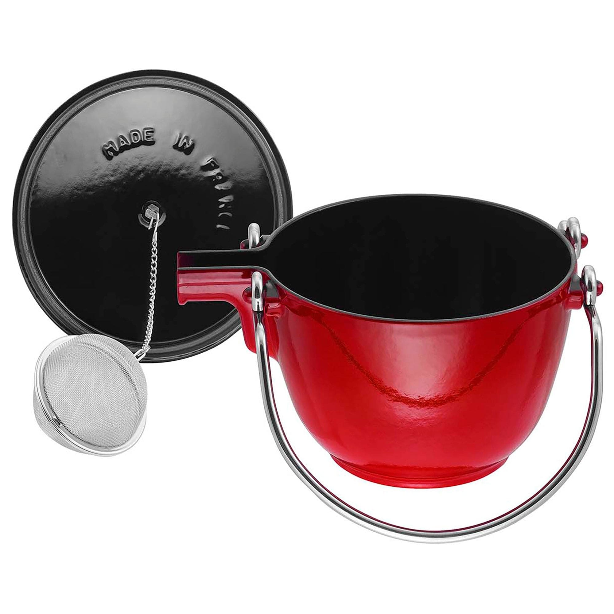 Staub Cast Iron 1-qt Round Tea Kettle - Cherry