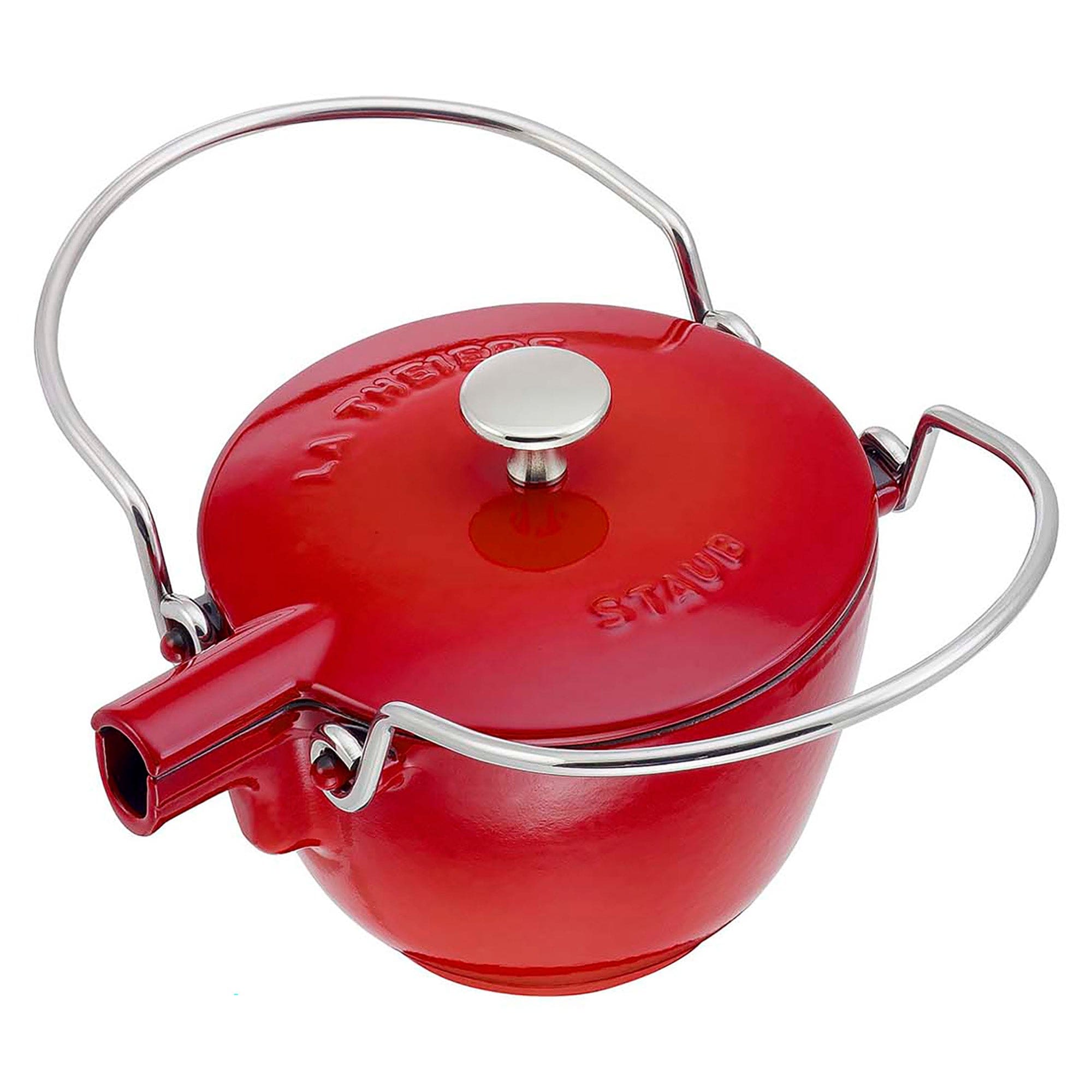 Staub Cast Iron 1-qt Round Tea Kettle - Cherry