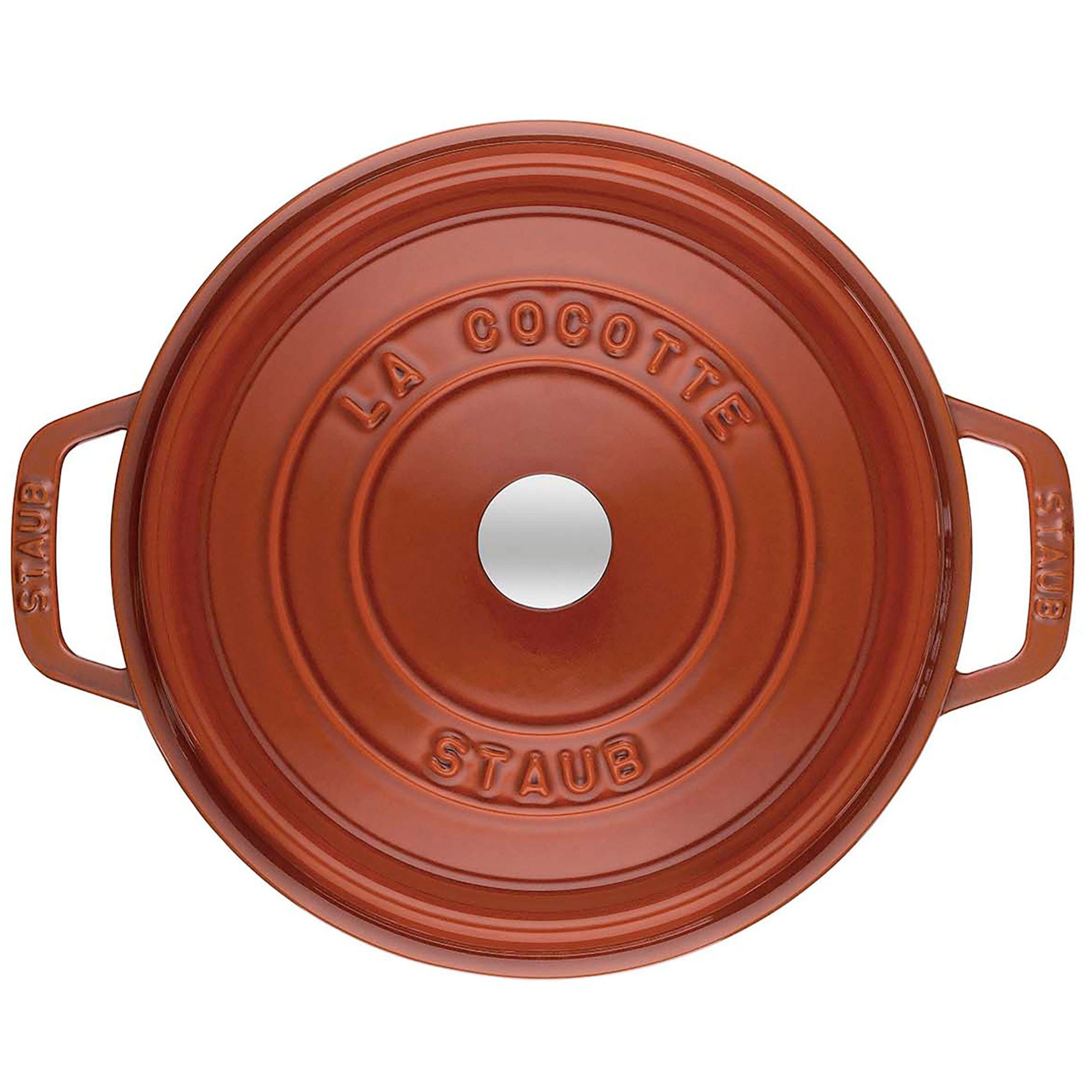 Staub Cast Iron Round Cocotte, Dutch Oven, 2.75-quart, serves 2-3, Made in France, Burnt Orange