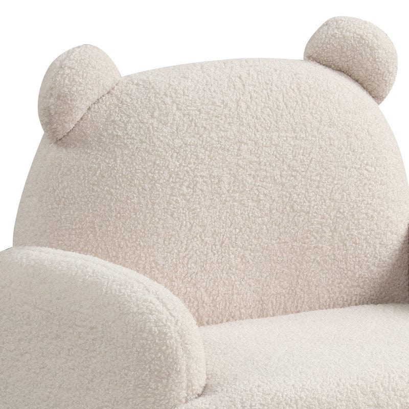 Willow & Hearth Raelynn 25.5"W Beige Sherpa Bear-Shaped Kids Armchair