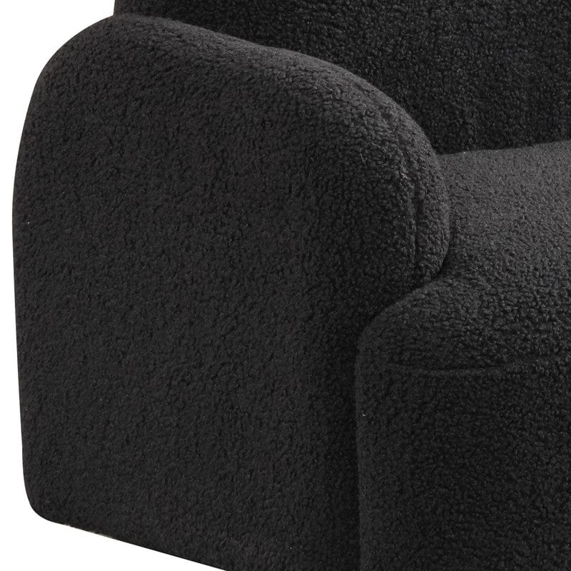 Willow & Hearth Raelynn 25.5"W Black Sherpa Bear-Shaped Kids Armchair
