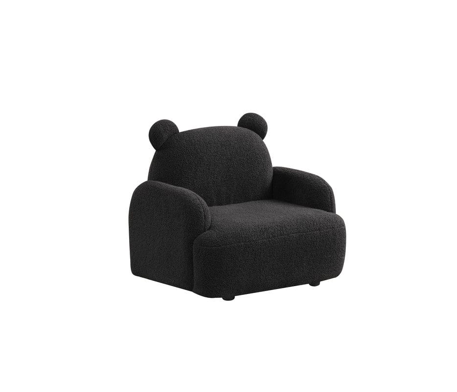 Willow & Hearth Raelynn 25.5"W Black Sherpa Bear-Shaped Kids Armchair