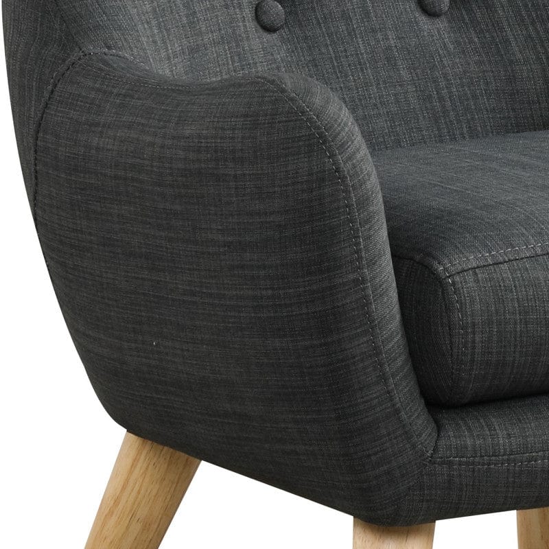 Willow & Hearth Fenix 19.5"W Gray Linen Kids Chair with Button Tufted Back and Wooden Legs