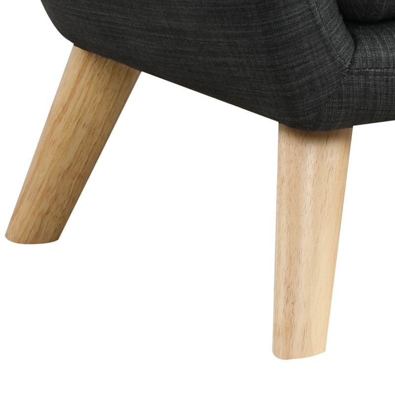 Willow & Hearth Fenix 19.5"W Gray Linen Kids Chair with Button Tufted Back and Wooden Legs