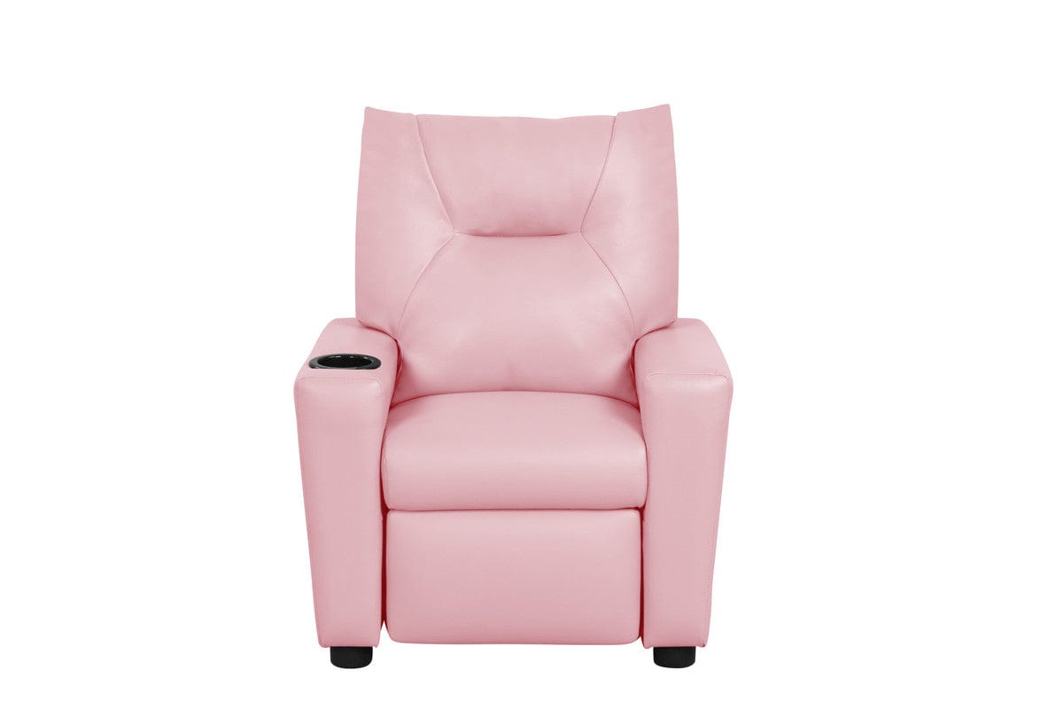 Willow & Hearth Perline 23"W Pink PVC Fabric Kids Recliner Chair with Cupholder