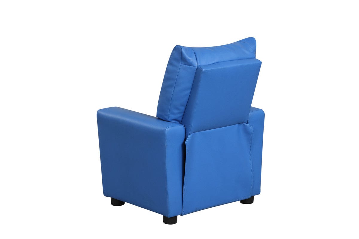Willow & Hearth Perline 23"W Blue PVC Fabric Kids Recliner Chair with Cupholder
