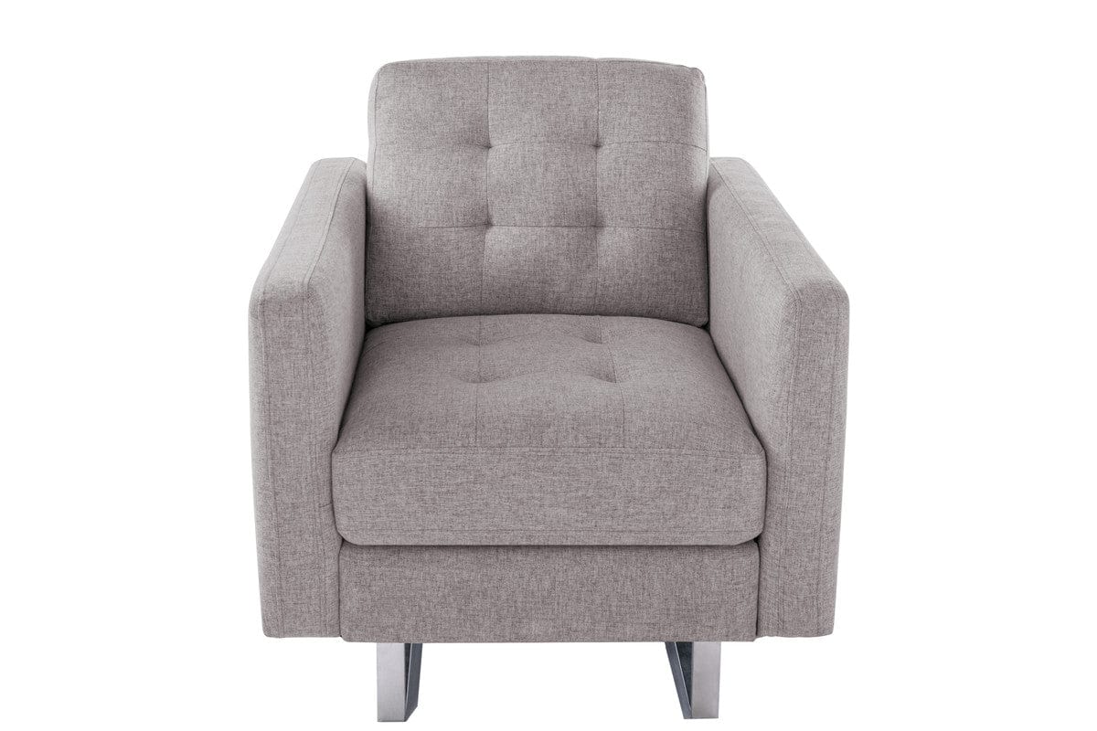 Willow & Hearth Victoria 33.5"W Beige Linen Fabric Armchair with Metal Legs, Side Pockets, and Pillow