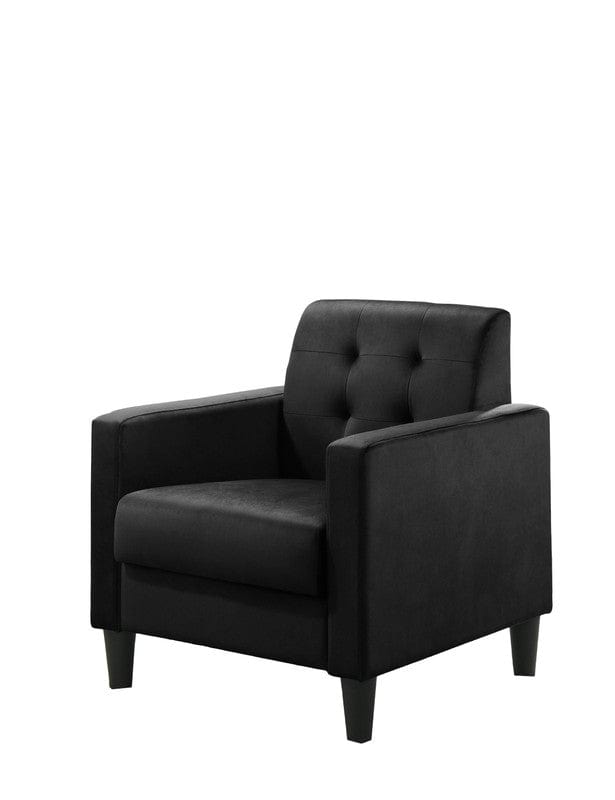 Willow & Hearth Hale 27.5"W Black Velvet Accent Armchair with Tufting