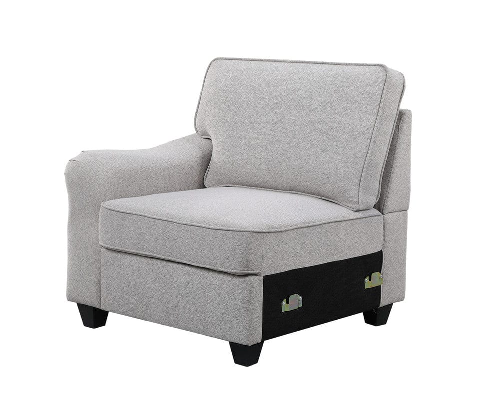 Willow & Hearth Leo 125"W Light Gray Linen 8Pc Modular L-Shape Sectional Sofa and Ottoman