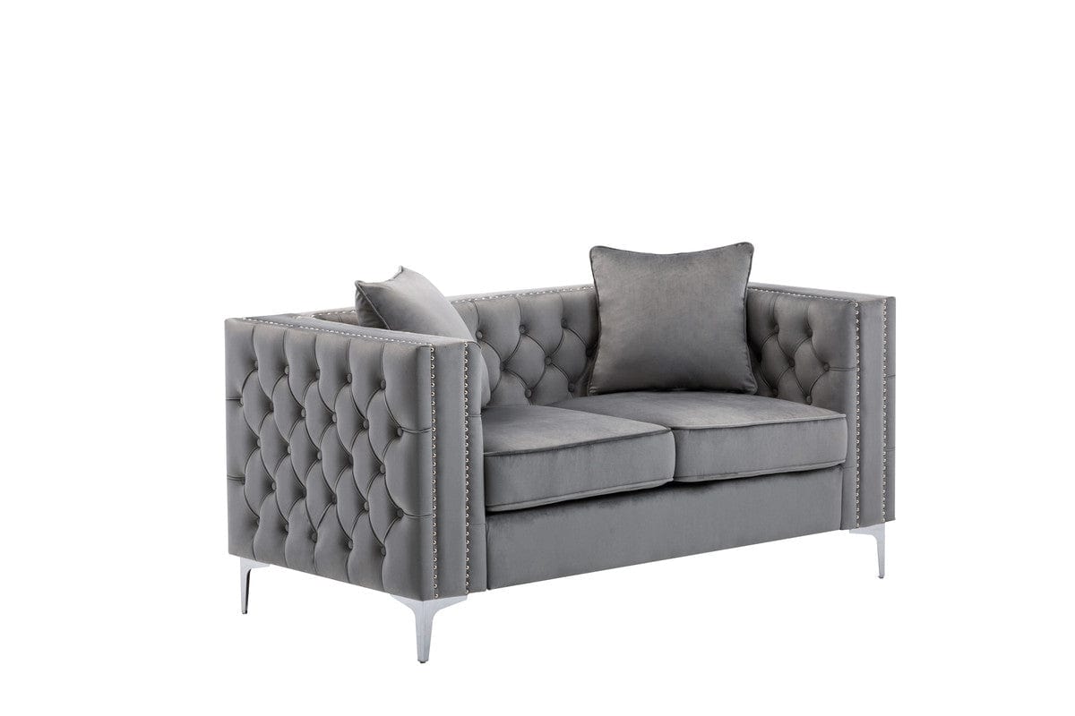 Willow & Hearth Lorreto 63"W Gray Velvet Loveseat