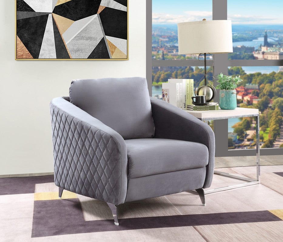 Willow & Hearth Sofia 36"W Gray Velvet Modern Chic Accent Armchair